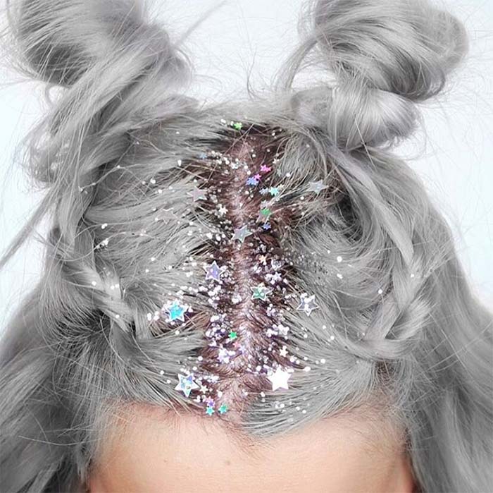 capelli grigi con glitter