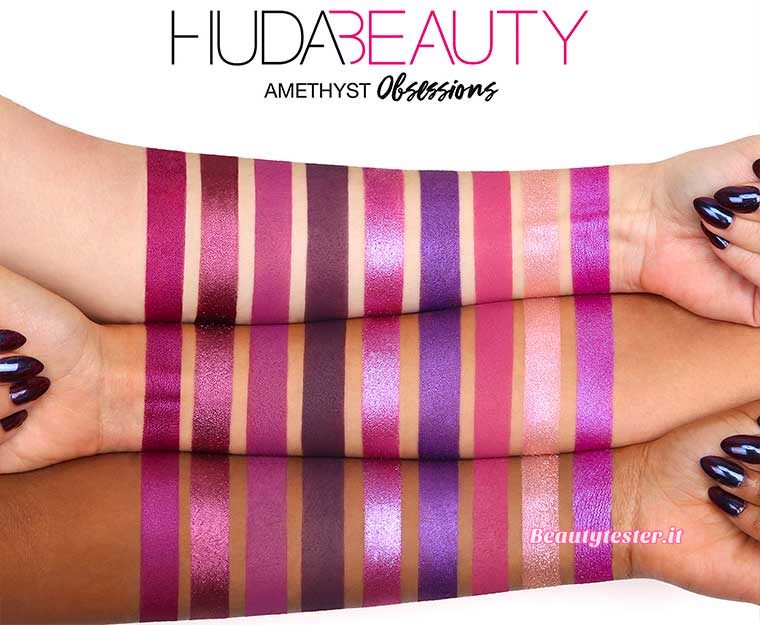 Swatch Huda Beauty Precious Stones Obsessions palette colore Ametista