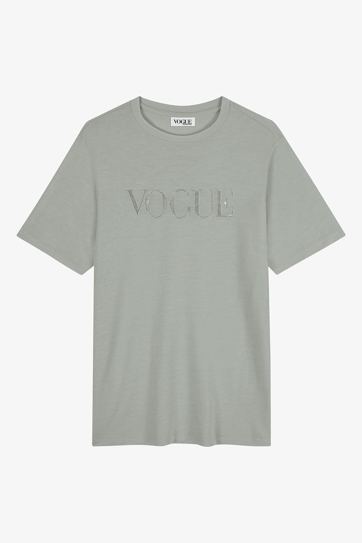 T-Shirt VOGUE x TENCEL™ grigio melange con logo ricamato