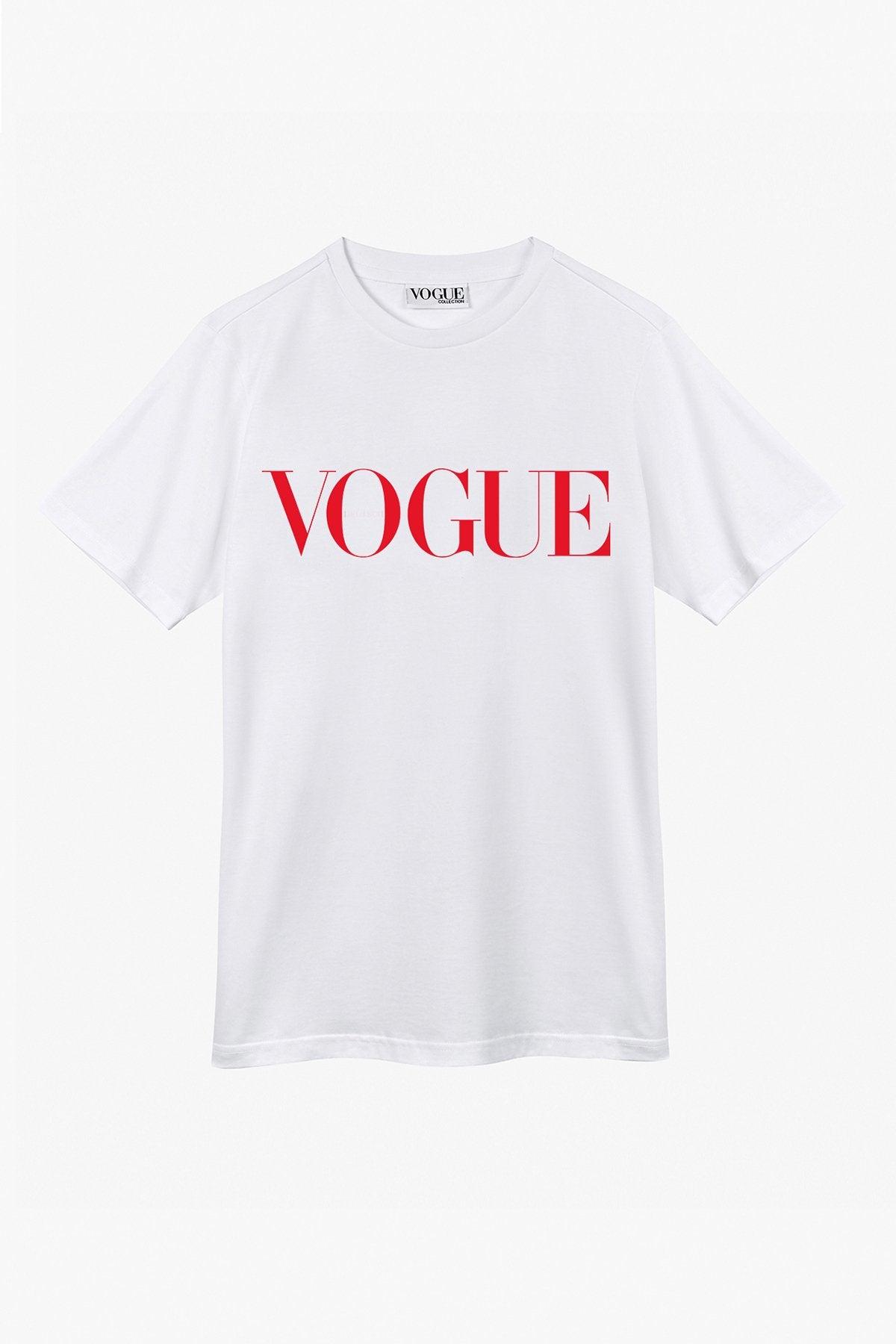 T-Shirt VOGUE bianca con logo stampato rosso