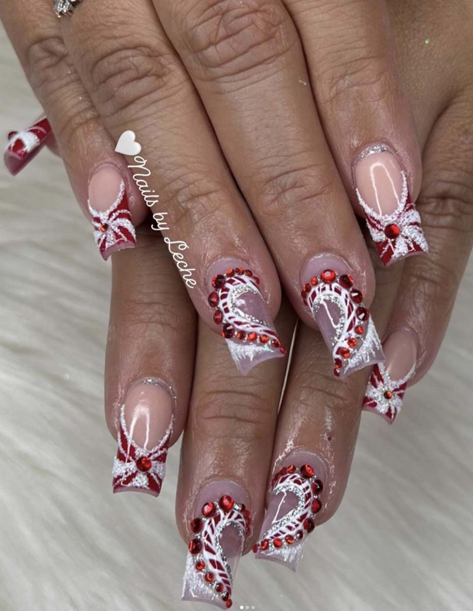 Unghie Candy Cane