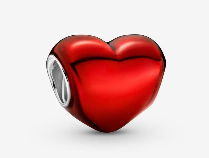 Charm Cuore Metallico Rosso