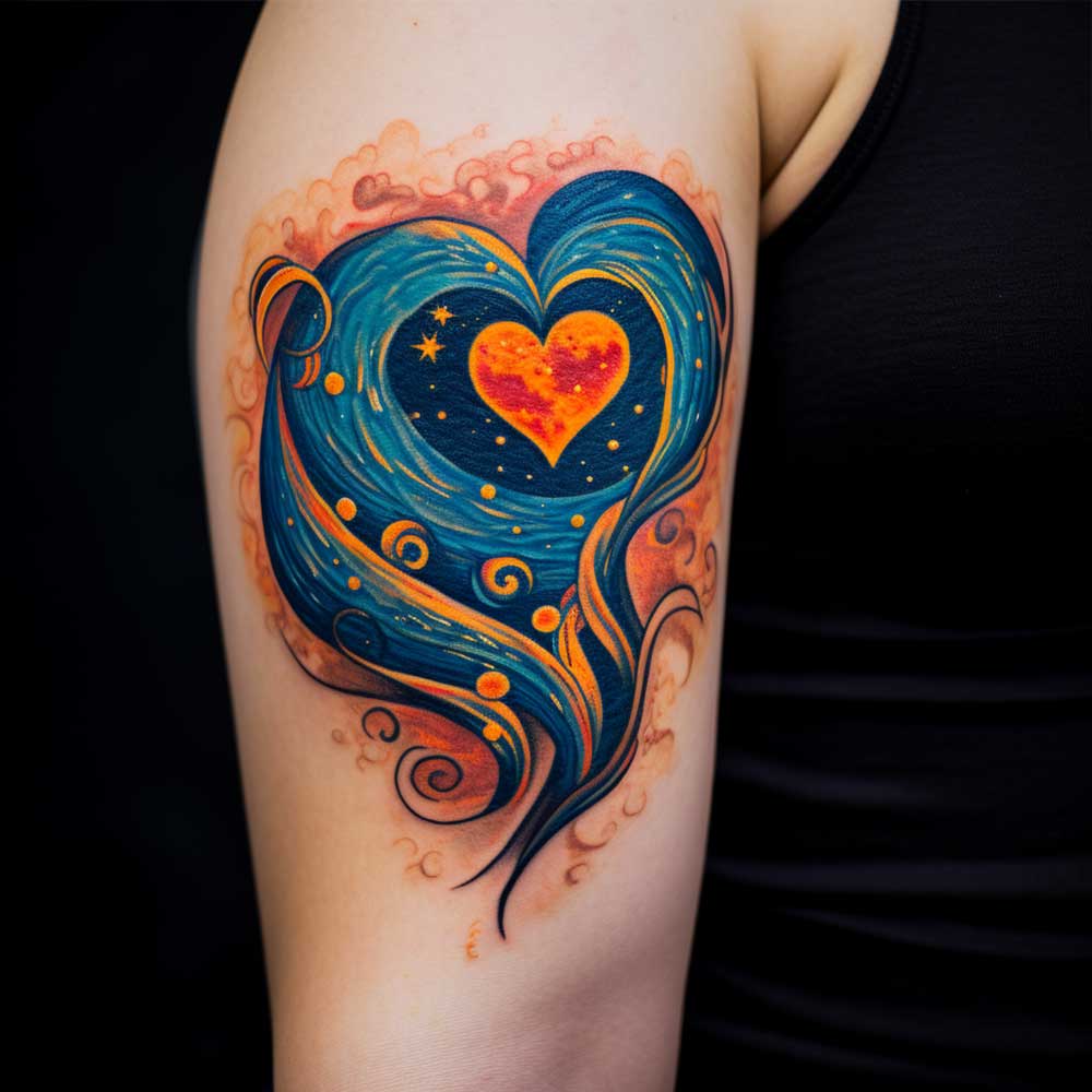 Tatuaggio cuore che sembra un dipinto