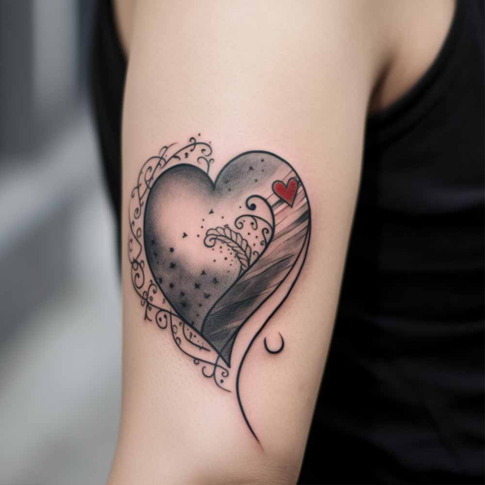 Tatuaggio elabora cuore su braccio