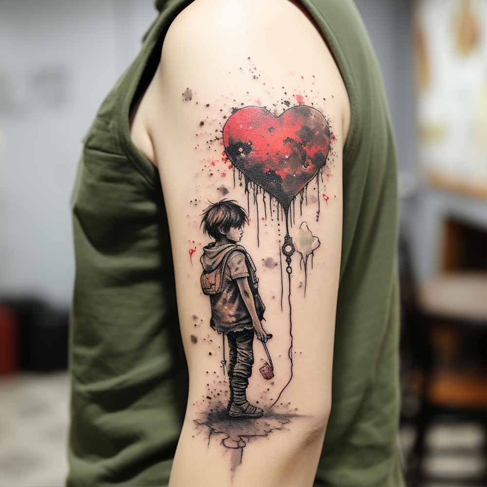 Tatuaggio cuore ispirato ad un noto artista di strada