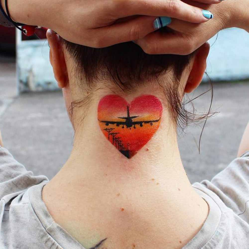 tatuaggio cuore per gli amanti dei viaggi