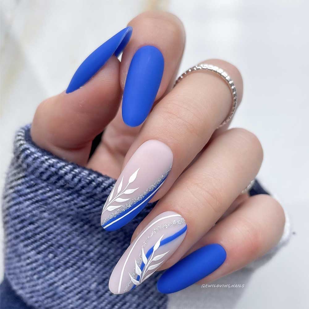 unghie blue e argento nail art