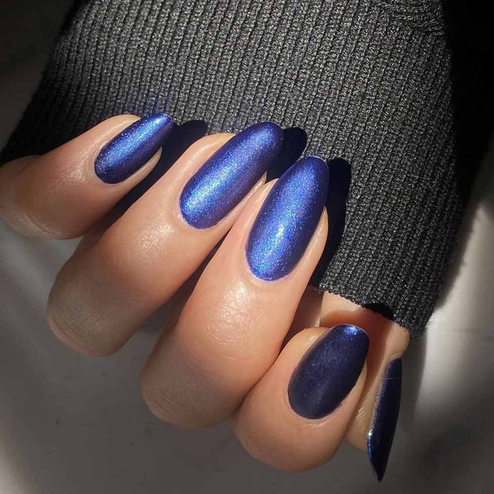 Unghie blu notte glitter