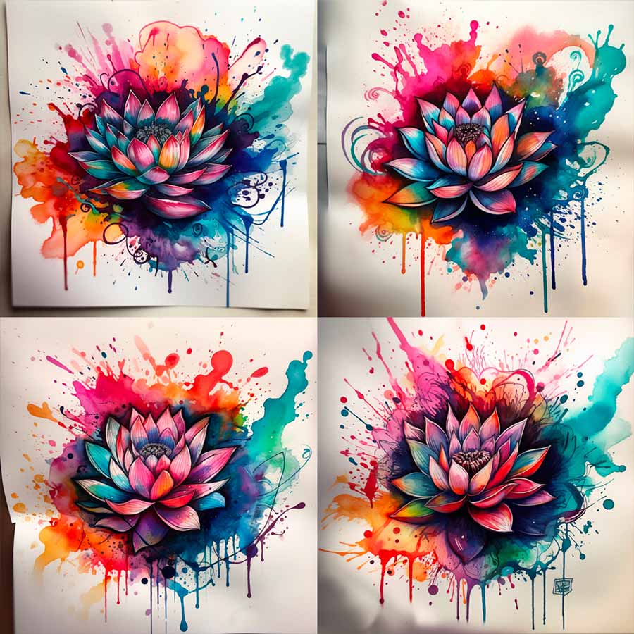Disegno fiori Tattoo acquerello