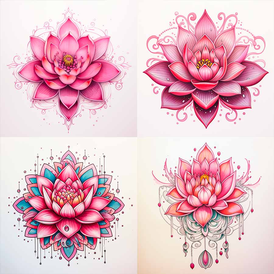 Disegno Lotus Tattoo rosa