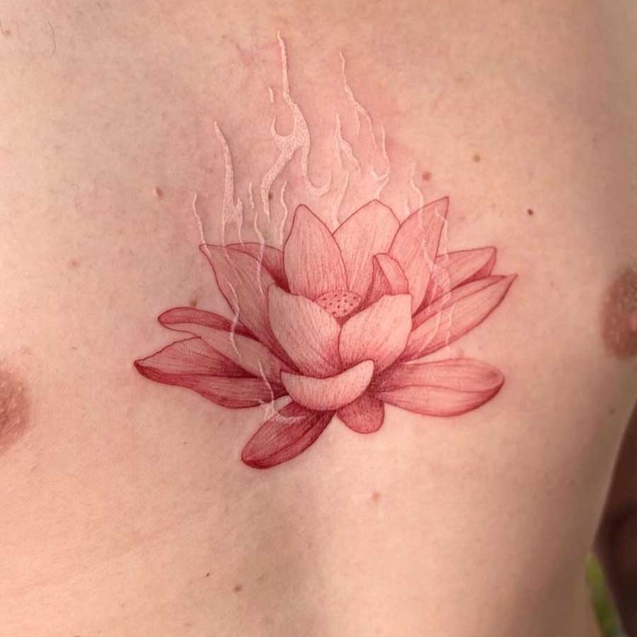 fiori di loto monocromatico sul petto