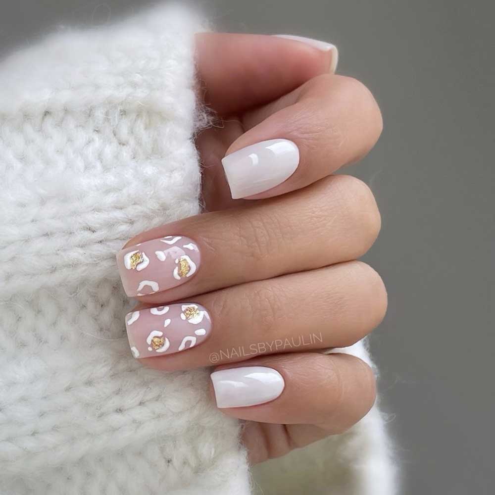 unghie Bianche con nail art